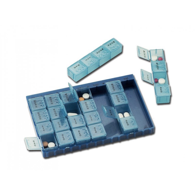 Resistente Contenitore per Pillole con 7 Giorni Robusto,188x42mm Bianco + Rosa Box Porta Pastigia 7 Scomparti Grande Portapillole Settimanale Promemoria per Pillole 